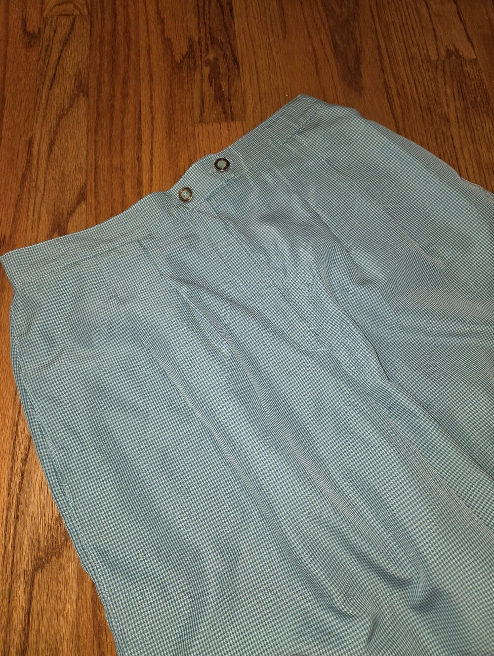 Vtg Marcia Seafoam Checkered Pleated High-Waist Shorts Size:12